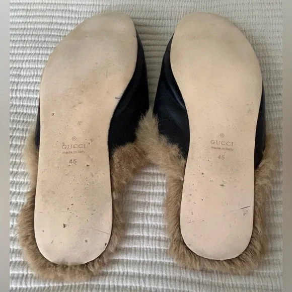Gucci Princetown Fur Lined Leather Mules Men’s 45 Kind Of Thrashed but Clean 11 - Picture 11 of 15